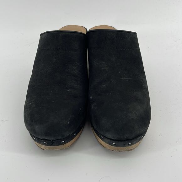 LOFT leather slip on mule Swedish style wooden sole clogs sz 7.5 - Picture 2 of 7